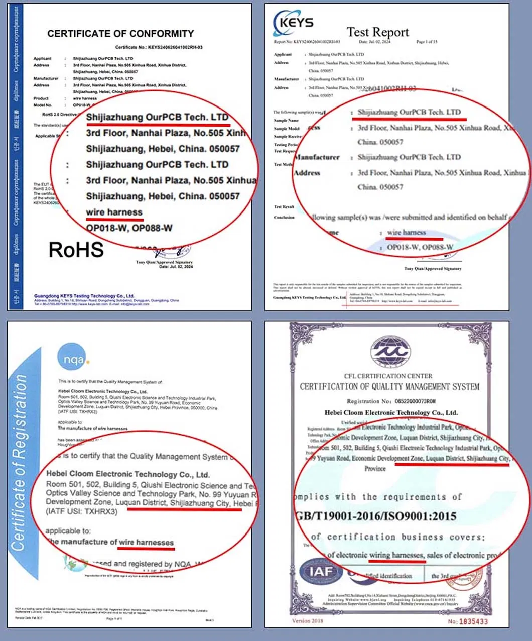 Certificates
