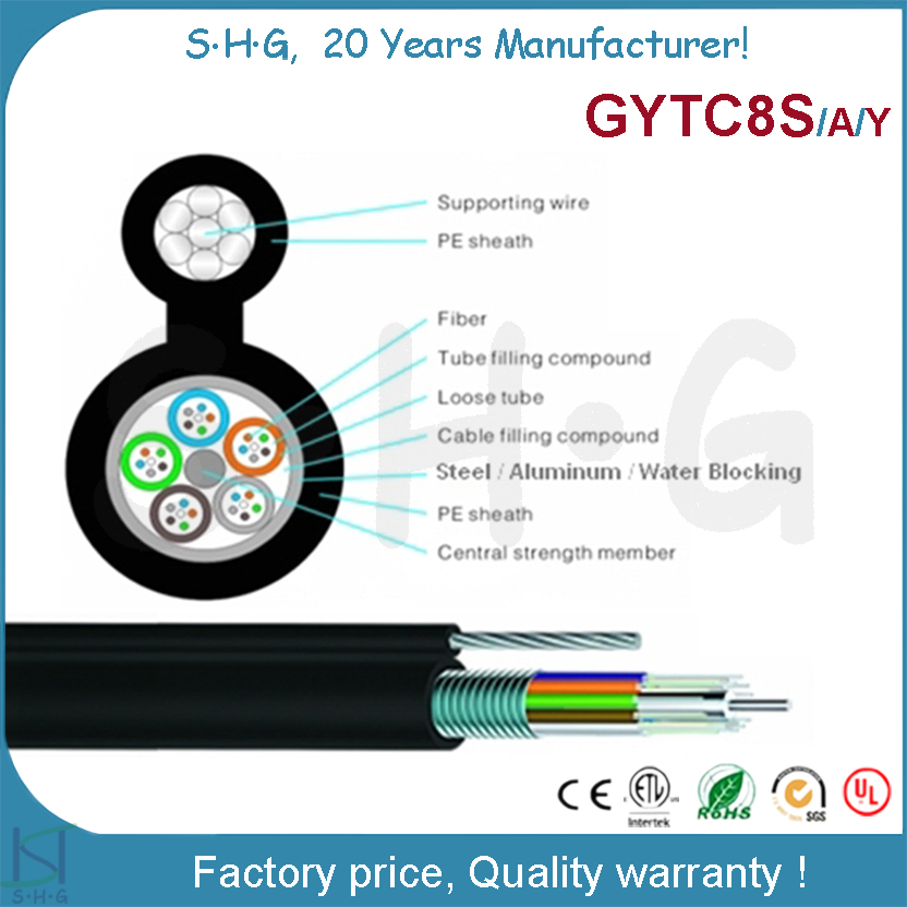 12/24/46/48/60/72/96/144 Aerial Figure 8 Multi Loose Tube Outdoor Fiber Optic Cable (GYTC8S)