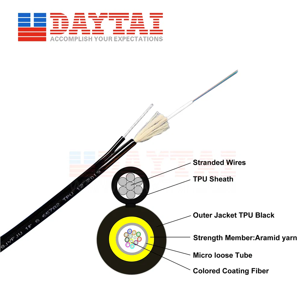 Tight-Buffered TPU Fiber G657A 4 Core Cable with Messenger