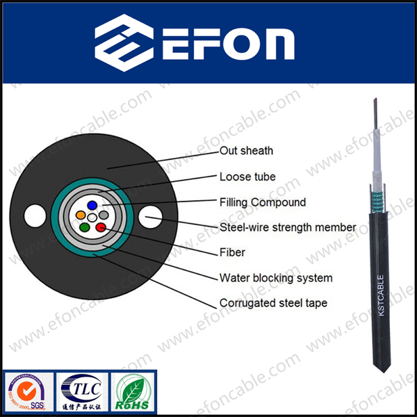 Anti Rodent Underground Cable Steel Tape Armored 2-12 Fibers Unitube Outdoor Fiber Optic Cable GYXTW