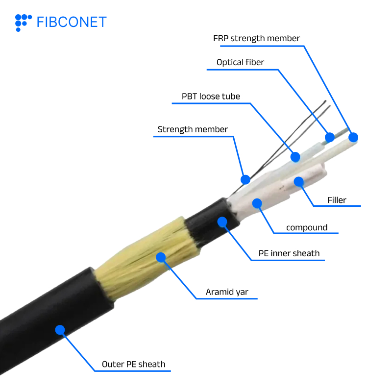Buried/ADSS/Asu/Undersea/Air Blown/Drop Indoor/Outdoor 50/125 2/12/24/48/288 Core 12f Armored Fiber Optic Cable