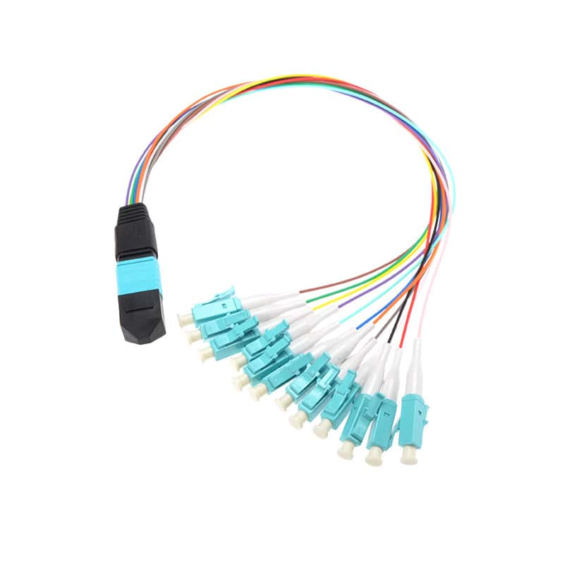 MPO/MTP to LC Om3 Om4 12 Fibers 0.9mm Fiber Ribbon Patch Cable