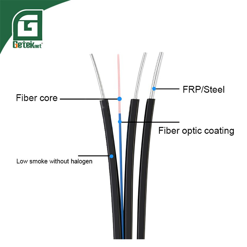 Geteknet OEM ODM FTTH G657A2 G657A1 1 2 4 6 8 12 24 Core Indoor Outdoor ADSS Drop Single Mode Optical Fiber Optic Communication Cable Cables Assembly Price