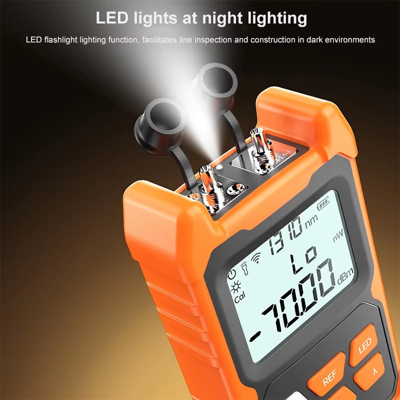 Mini Optical Power Meter With VFL 4-in-1 Fiber Optic Tester 8 Wavelengths SC FC ST Connectors Rechargeable OPM FTTH