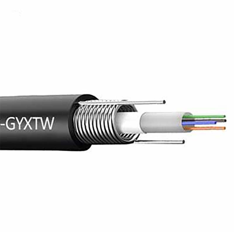 Armor Fiber Optic Cable GYXTW 2/4/6/8/12/24 Core Singlemode Communication Cable With Steel Wire Strength Member