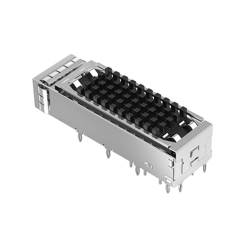U77-E16E8-2001 Amphenol Compatible Through Hole 1 Port Press-Fit SFP+ Cage With Heat Sink