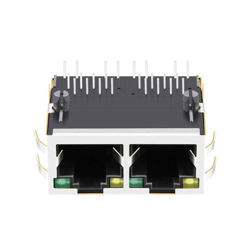 1 to 2 Port RJ-45 Connector 1x2 Ports PCB RJ45 Modular Jack SI-60150-F 0826-1B2T-43 0875-1X2T-E3 0826-1X2T-43-F
