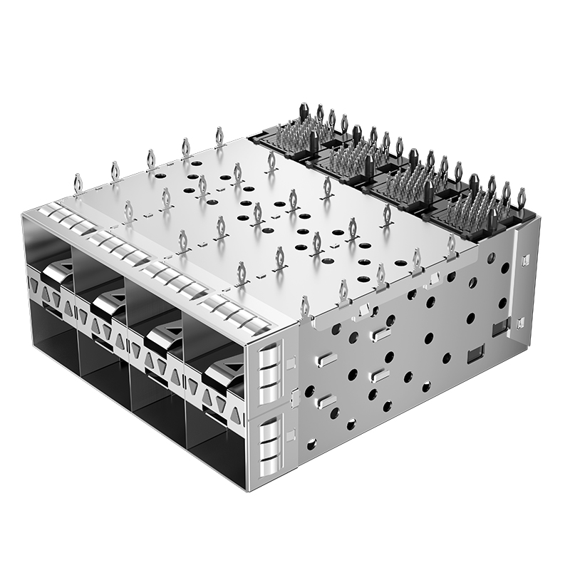 2007394-6 TE Compatible Through Hole 160P 2x4 Ports Press Fit SFP+ Cage With Integrated Connector