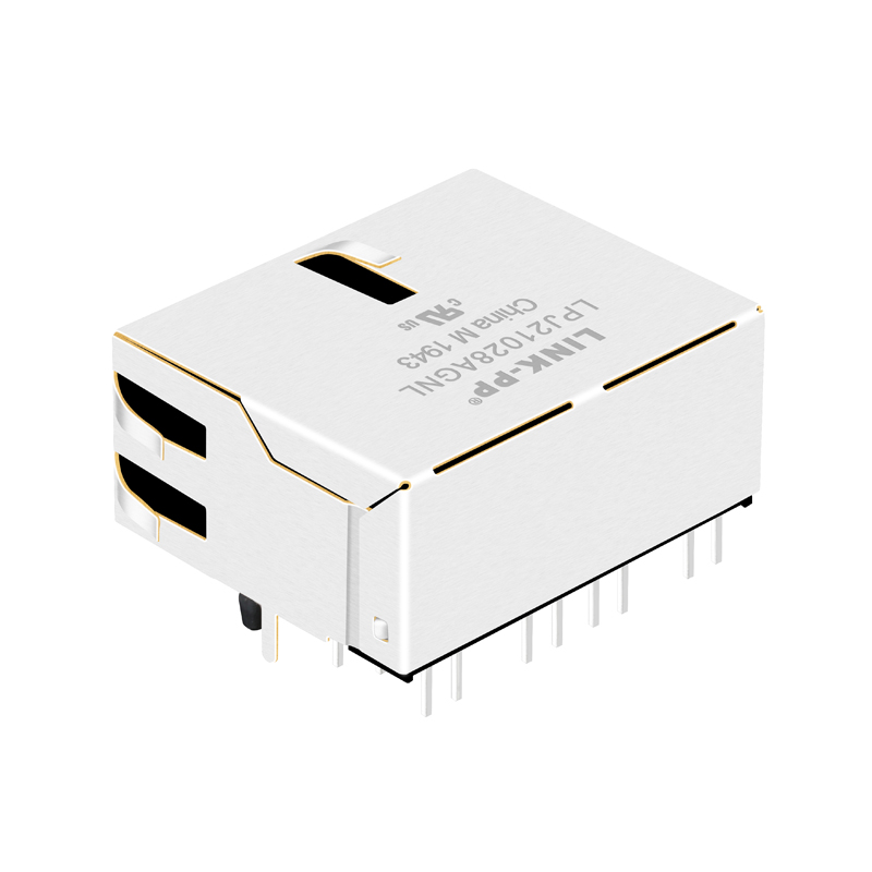Standard 1x2 Port Ethernet RJ45 Modular Jack with Magnetics