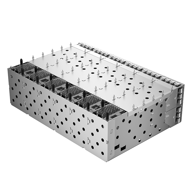 2180640-1 TE Replacement 240P 2x6 Ports Light Pipe Press-Fit SFP+ Cage With Integrated Connector