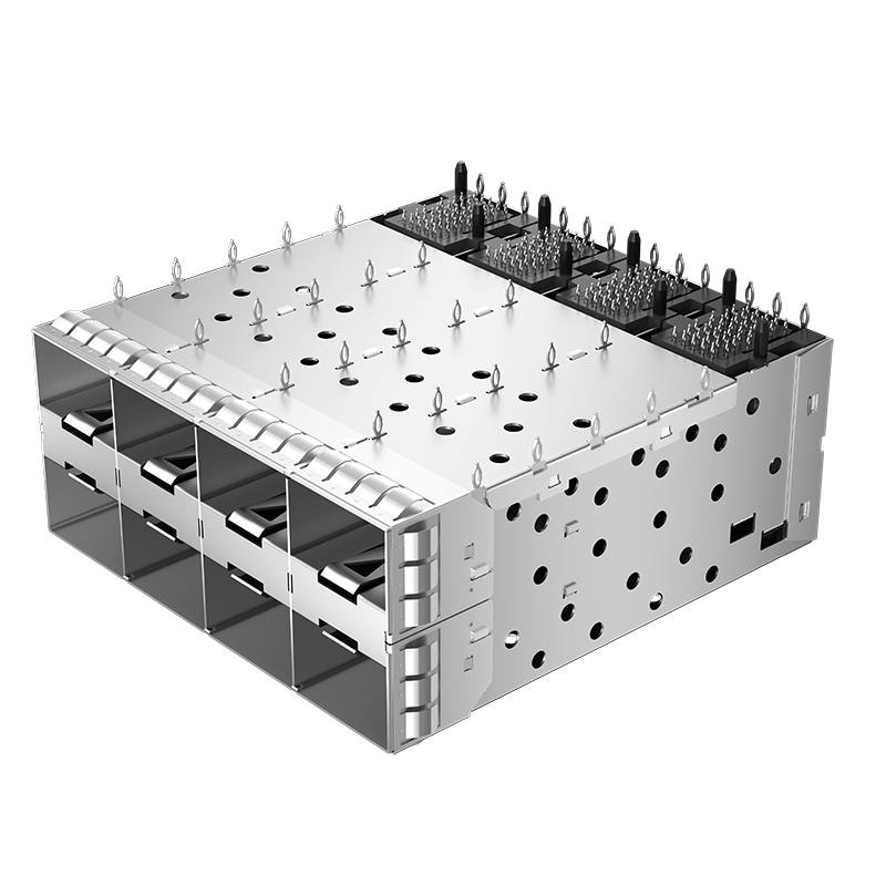 2007399-4 TE Compatible Through Hole 160P 2x4 Ports EMI Shielded Press-Fit SFP+ Cage With Integrated Connector