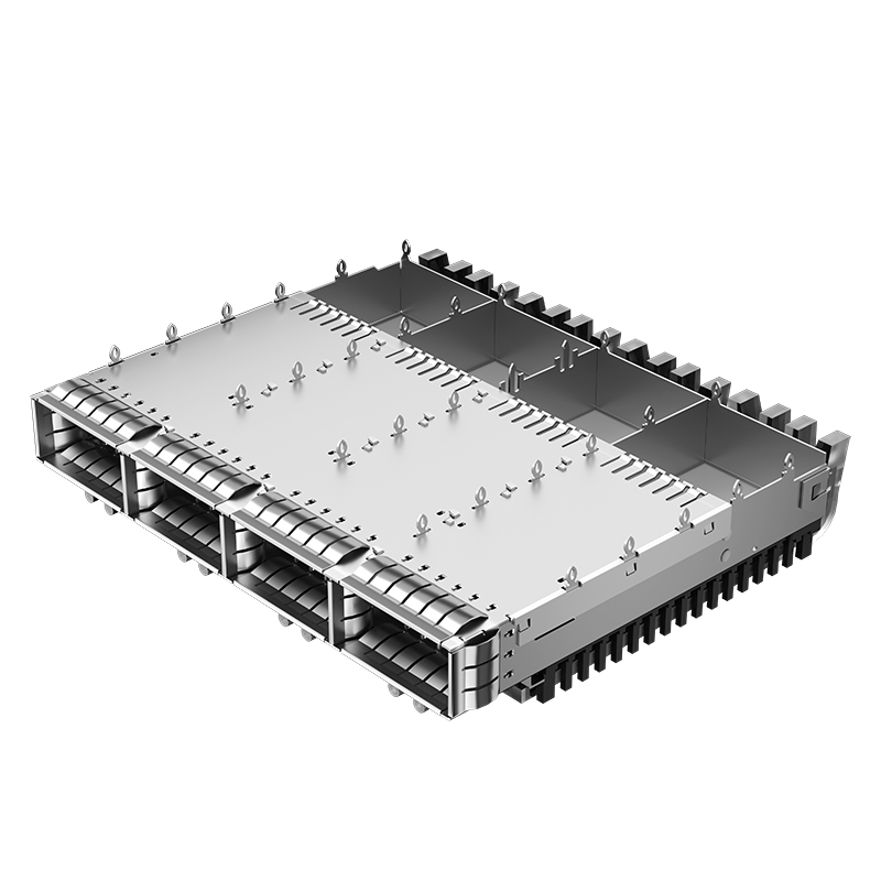 2-2170747-2 Light Pipe Press-Fit Through Hole EMI Shield Housing 1x4 SFP+ Cage With Heat Sink