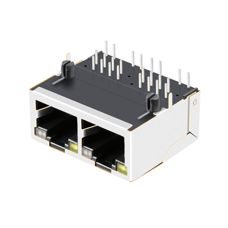 Shielded Magnetic Dual Ports RJ-45 Connector 1840538-3 6610128-1 1840538-4 1840538-2