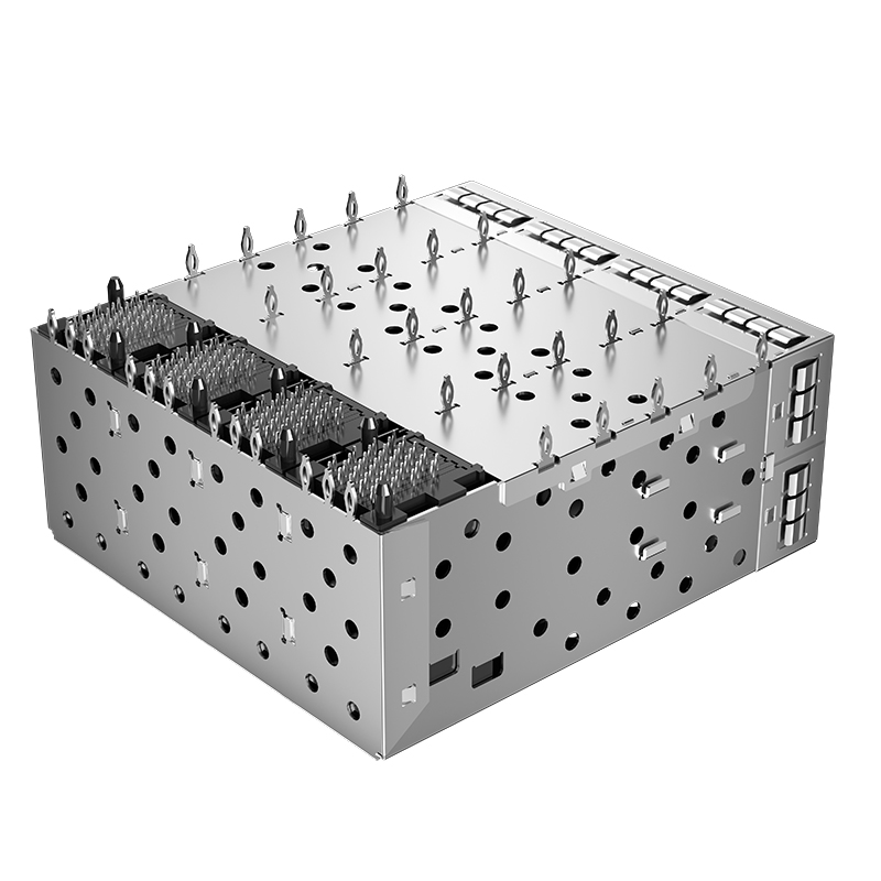 2007394-6 TE Compatible Through Hole 160P 2x4 Ports Press Fit SFP+ Cage With Integrated Connector
