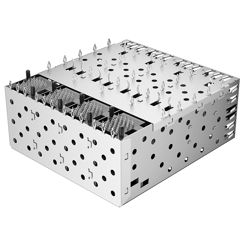 1658390-2 2170286-1 Right Angle Press-Fit Shielded Ganged 2x4 SFP Receptacle Cage