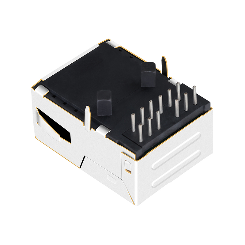 L8AL-1X1T-32A 10/100/1000 Base-t Magnetic Ethernet Low Profile Female RJ45 Connector Without Leds