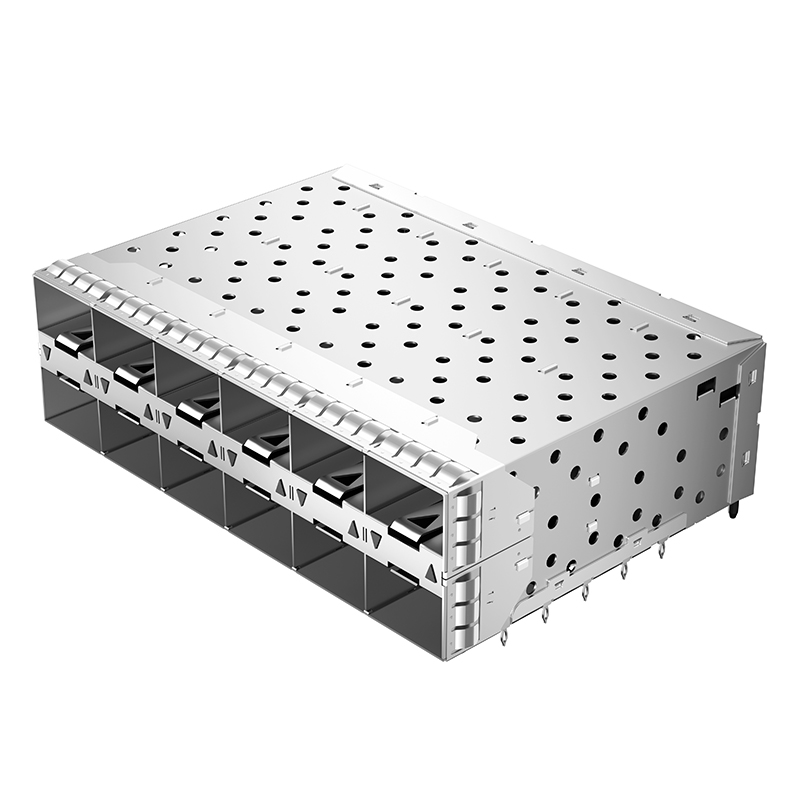 2180640-1 TE Replacement 240P 2x6 Ports Light Pipe Press-Fit SFP+ Cage With Integrated Connector