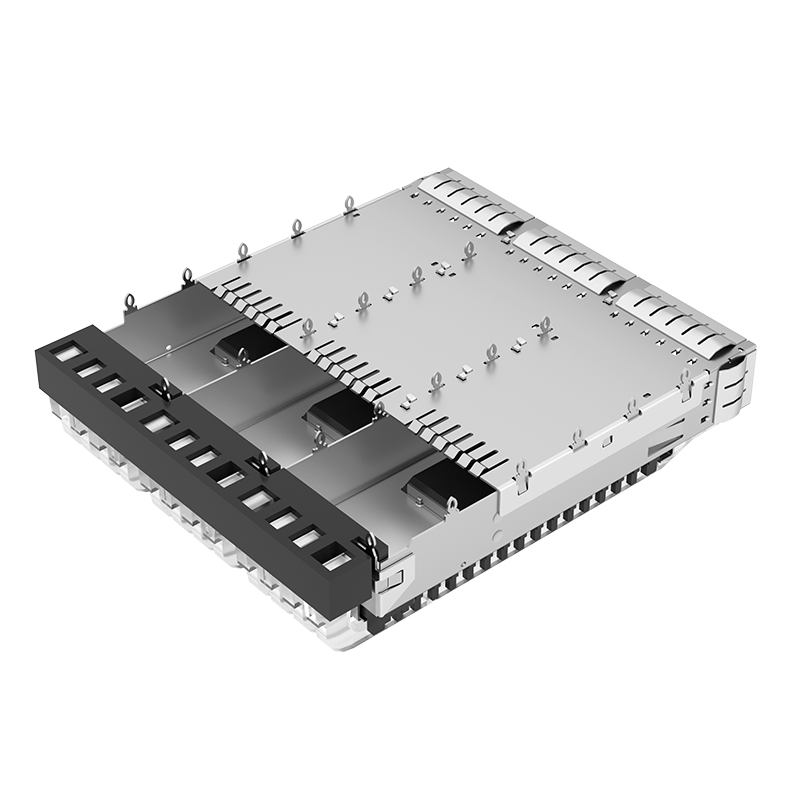 2170769-1 TE Replacement Through Hole Light Pipe 1x3 Ports Press-Fit SFP Cage With Heat Sink
