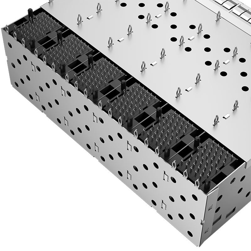 TE Compatible 2347721-8 SFP28 Cage 240P Stacked 2x6 Ports Press Fit ZSFP+ Cage With Light Pipe