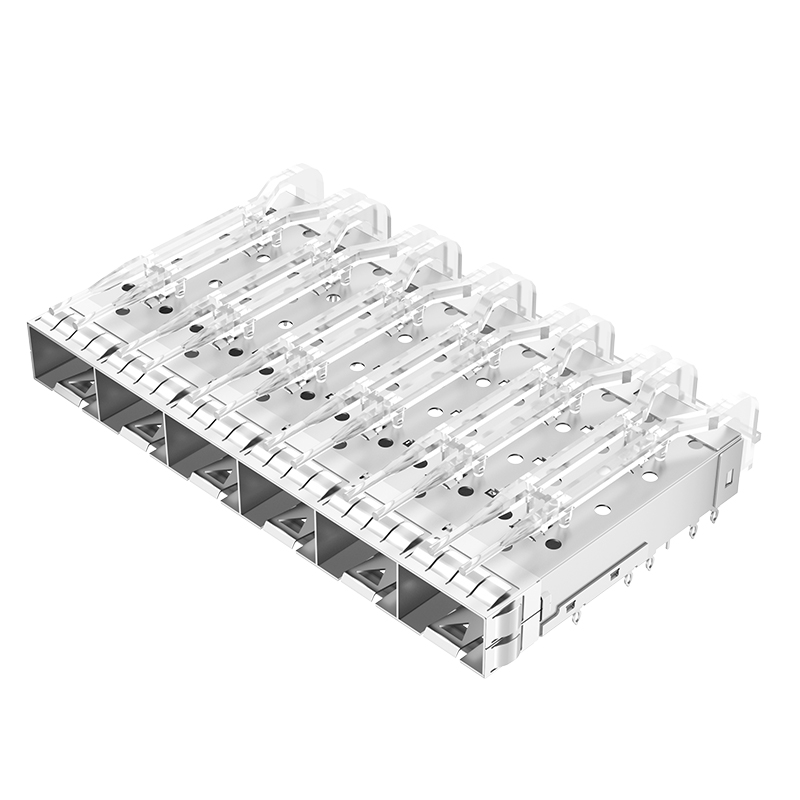 2110742-1 TE Compatible Through Hole EMI Shielded 1x6 Ports Press-Fit SFP+ Cage With Light Pipe