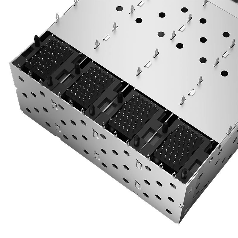 2007399-4 TE Compatible Through Hole 160P 2x4 Ports EMI Shielded Press-Fit SFP+ Cage With Integrated Connector