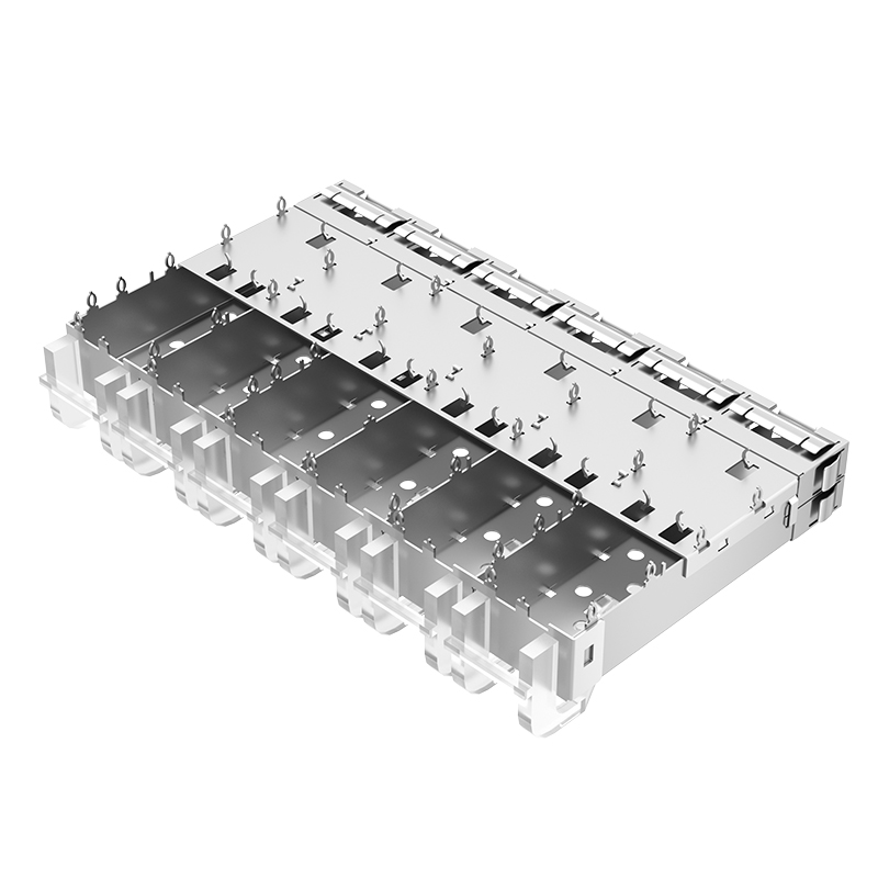 2110742-1 TE Compatible Through Hole EMI Shielded 1x6 Ports Press-Fit SFP+ Cage With Light Pipe