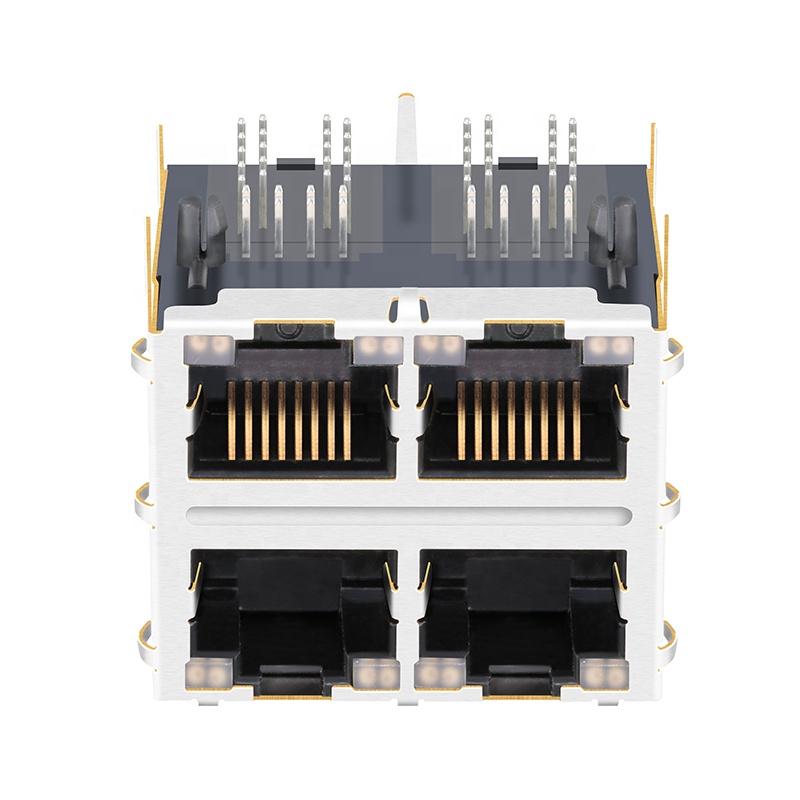 Factory Price 2X2 10G Base-T Multi-port PCB RJ45 Modular Jack