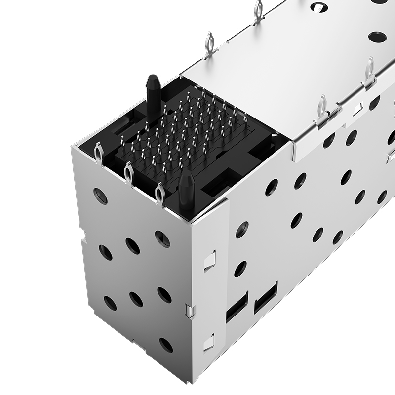 2007492-6 TE Compatible Through Hole 40P Press-Fit 2x1 Ports EMI Shielded SFP+ Cage With Connector