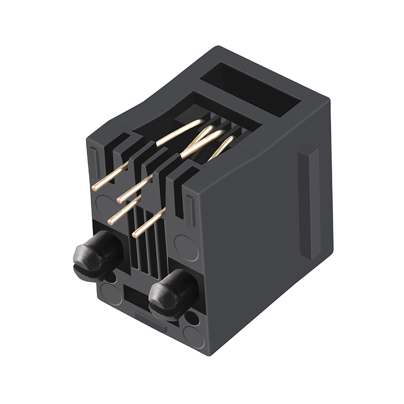 Top Entry Female Ethernet Socket 1 Port Unshielded Vertical 4P4C RJ11 Connector Jack