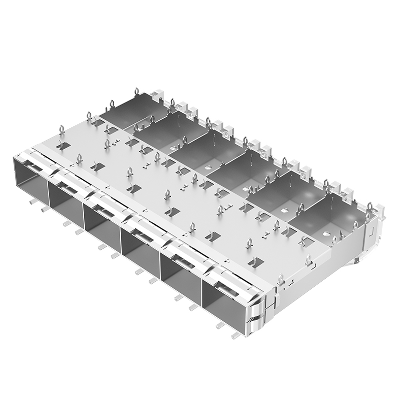 2110742-1 TE Compatible Through Hole EMI Shielded 1x6 Ports Press-Fit SFP+ Cage With Light Pipe