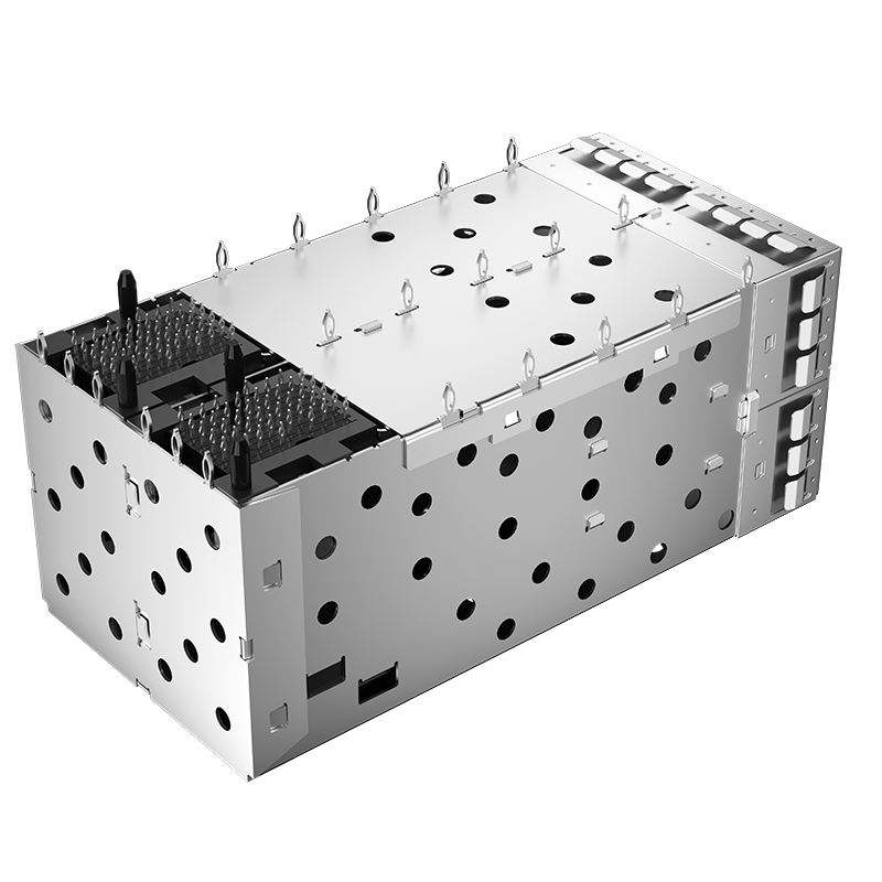 2007637-4 TE Compatible Through Hole 80P 2x2 Ports Press-Fit EMI Shielded SFP+ Cage With Connector