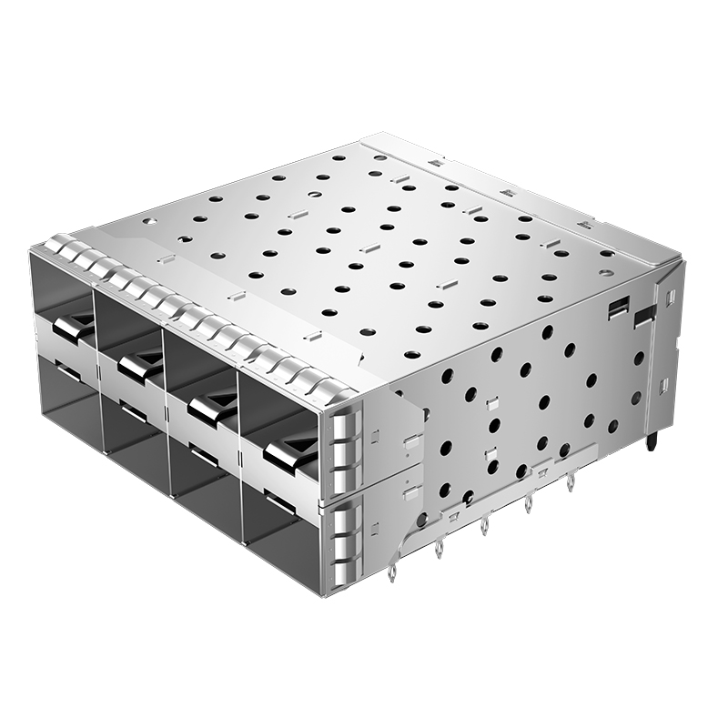 2007399-4 TE Compatible Through Hole 160P 2x4 Ports EMI Shielded Press-Fit SFP+ Cage With Integrated Connector
