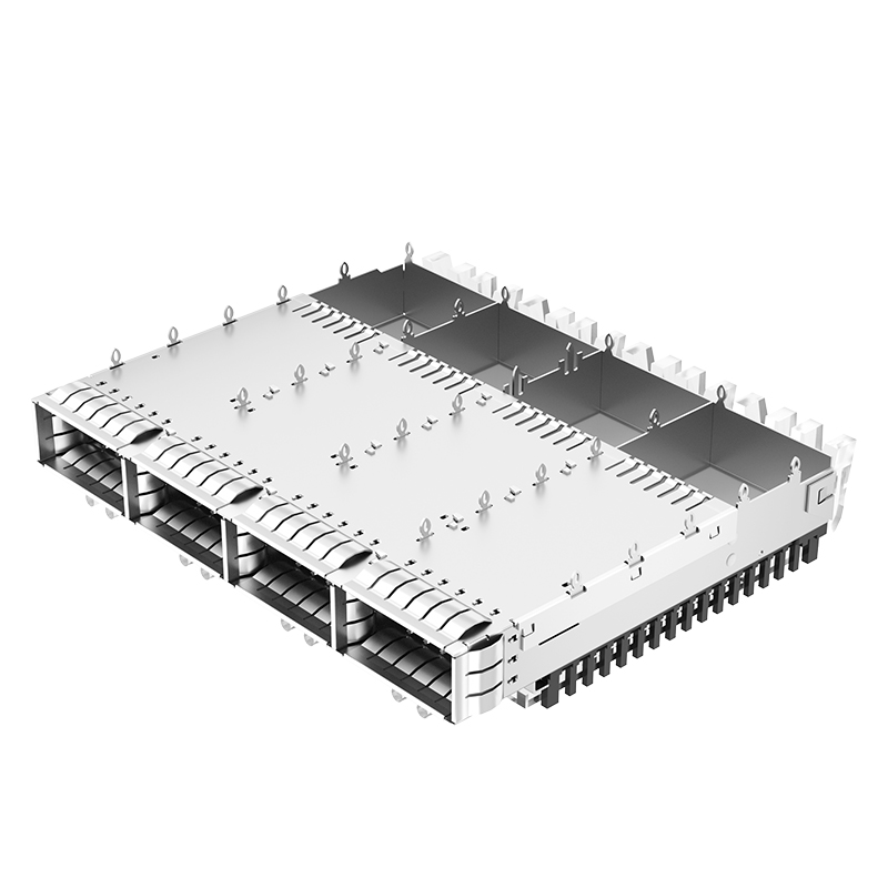 2170790-2 TE Compatible Through Hole 1x4 Ports Light Pipe Press-Fit SFP Cage With Heat Sink