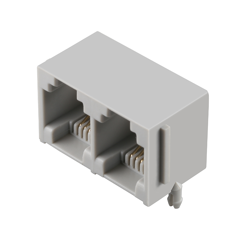 Tab Up Unshielded 1x2 Port Female Connector 6P4C RJ11 Jack