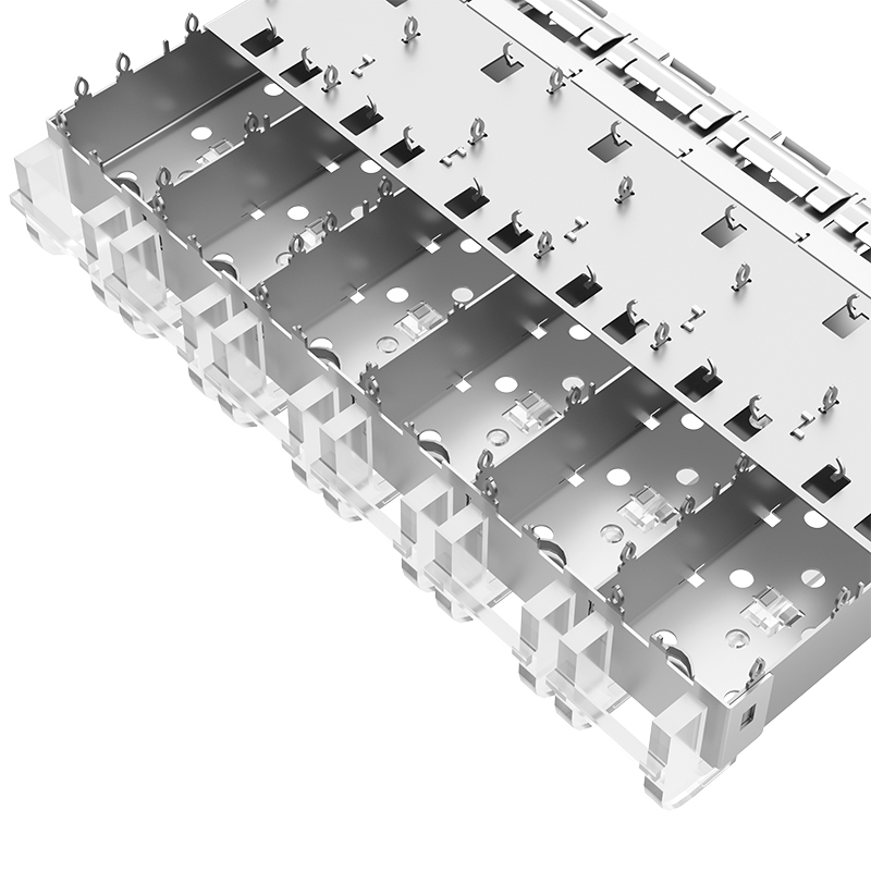 2110742-1 TE Compatible Through Hole EMI Shielded 1x6 Ports Press-Fit SFP+ Cage With Light Pipe