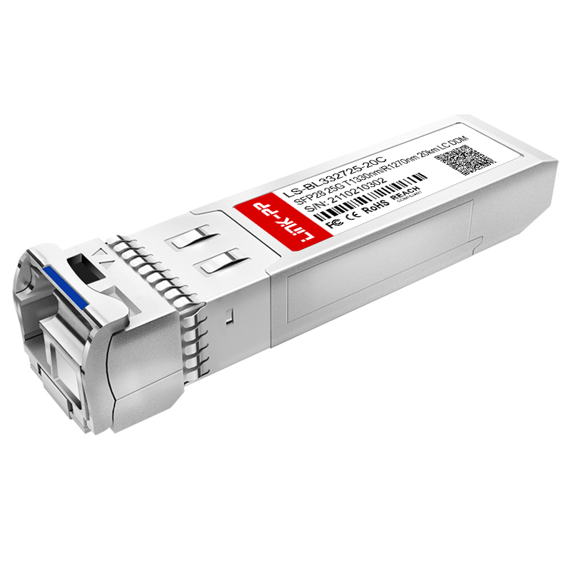 Bidirectional 1330nm-TX/1270nm-RX Single Mode SFP28 25G BiDi 20km Simplex LC Optical Transceiver Module
