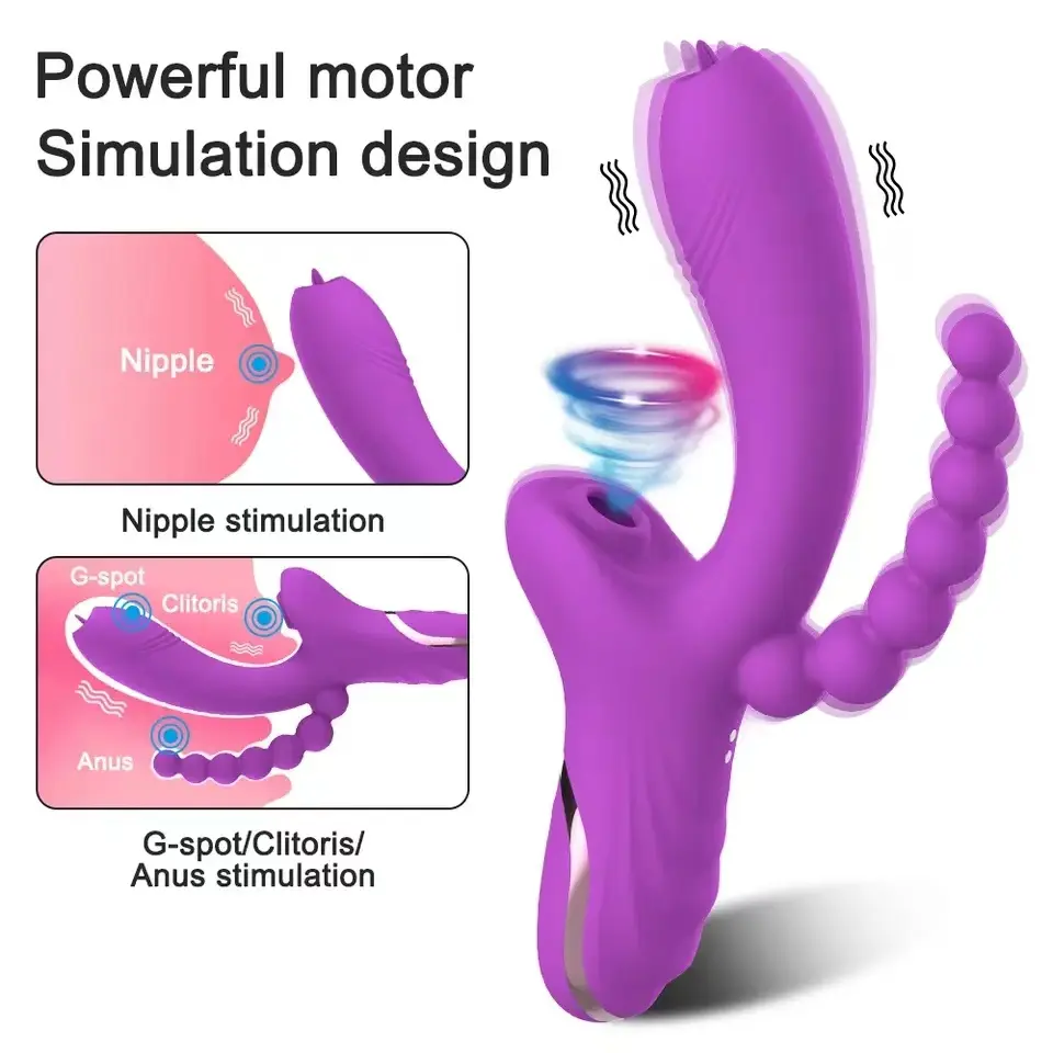 ODM Rabbit Vibrator 3 in 1 Clitoral Sucking Vibrator Anal Beads Sex Toy For Women Products, Supplier