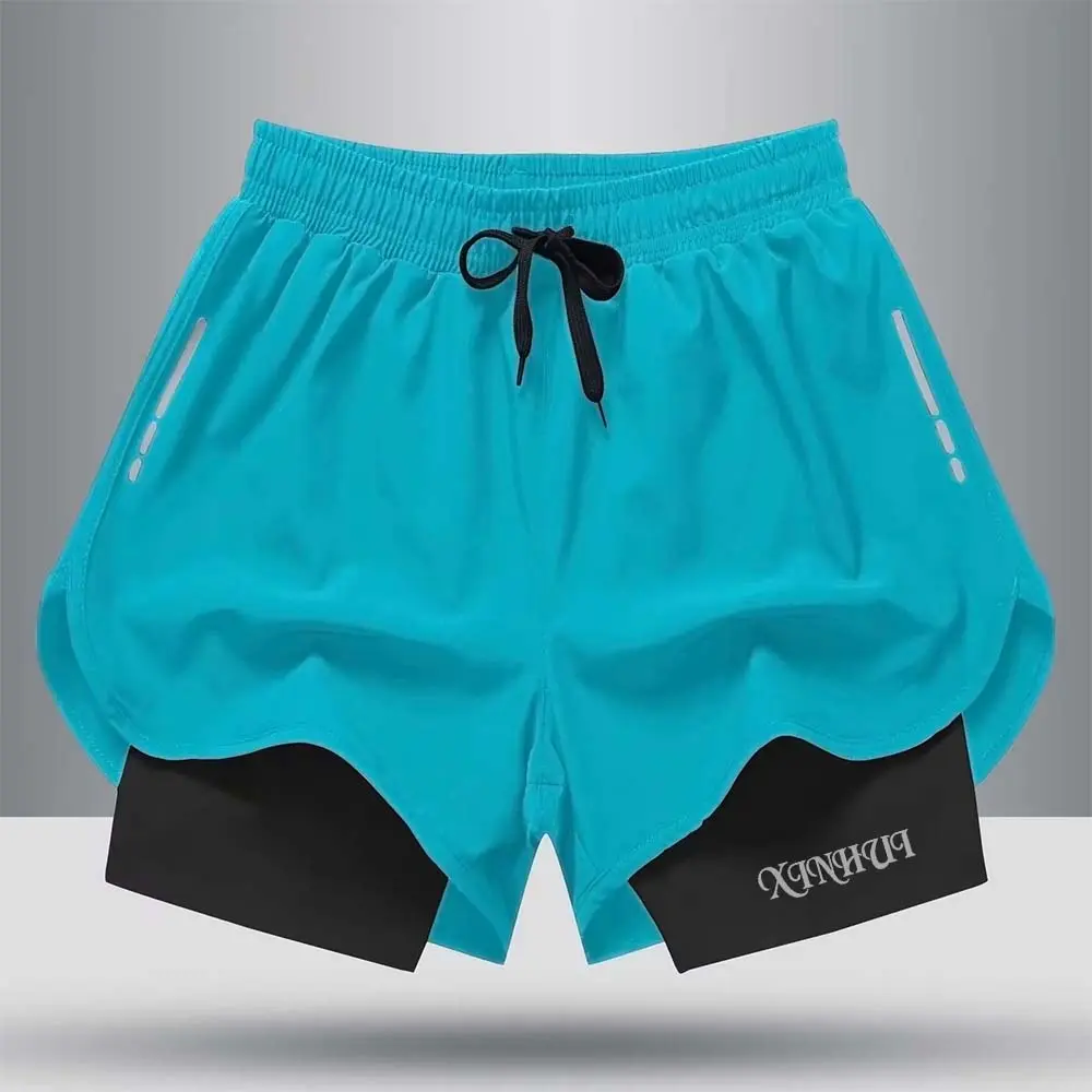 High-Quality XH-Fashion Custom Logo 2-in-1 Running Shorts for Men, Quick Dry Double Layer Gym Shorts with Compression Liner, Personalized Athletic Shorts for Workout, Training & Marathon Manufacturers, Factories