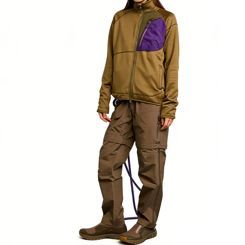 High-Quality XH-Fashion Unisex Colorblock Grid Fleece Jacket - Full-Zip Breathable Performance Outerwear for Hiking & Streetwear Manufacturer, Factory