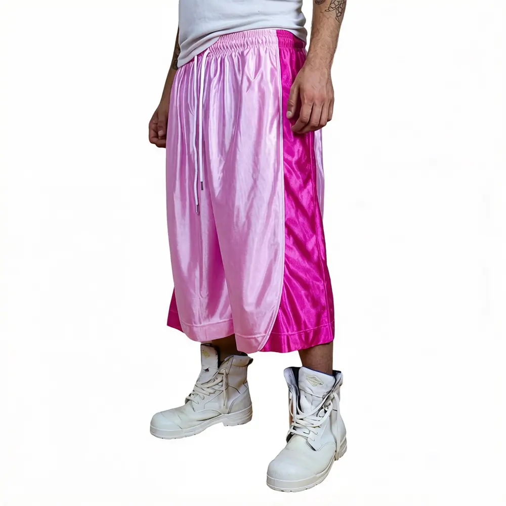 Custom XH-Fashion Men’s Glossy Spliced Streetwear Basketball Shorts, Multi-Color Camo Side Stripe Custom Casual Shorts Manufacturers, Suppliers