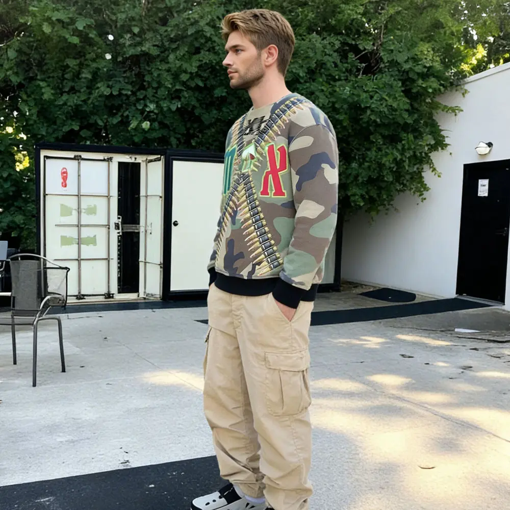 Custom XH-Fashion Customizable Distressed Cotton Tee - Edgy Streetwear Style Street Style Men's Printed Hoodie Hoodie And Sweatpants Set Men Tracksuit Manufacturer Factories, Factory