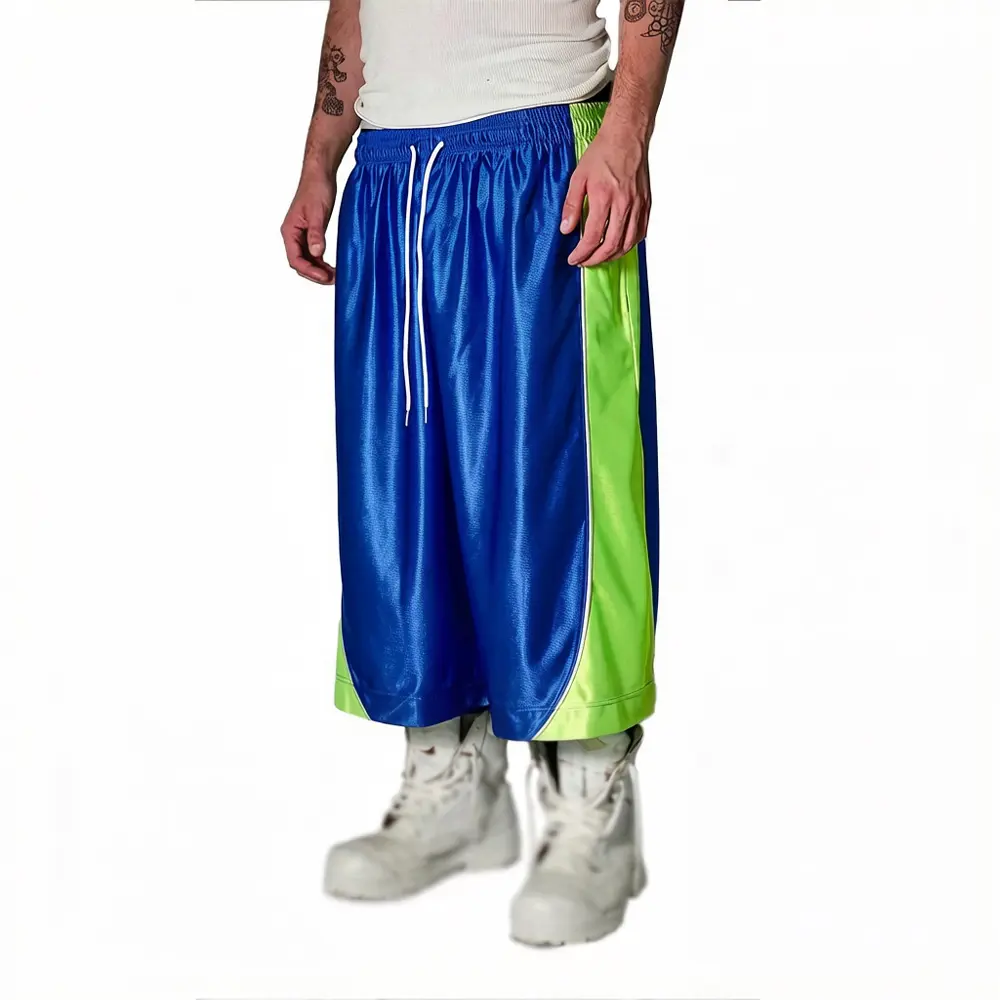 Custom XH-Fashion Men’s Glossy Spliced Streetwear Basketball Shorts, Multi-Color Camo Side Stripe Custom Casual Shorts Manufacturers, Suppliers