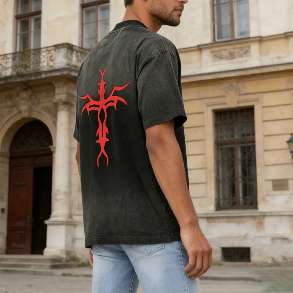 High-Quality XH-Fashion  Customizable Distressed Cotton Tee - Edgy Streetwear Style Factories, Suppliers