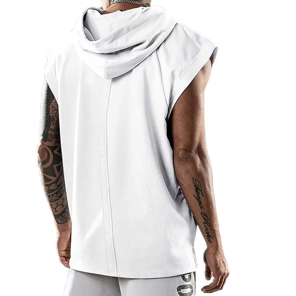 OEM XH-Fashion Custom Logo Sleeveless Hoodie for Men, Personalized Hooded Tank Top, Multi-Color Customizable Gym Workout Sleeveless Hoodie Factories, Suppliers