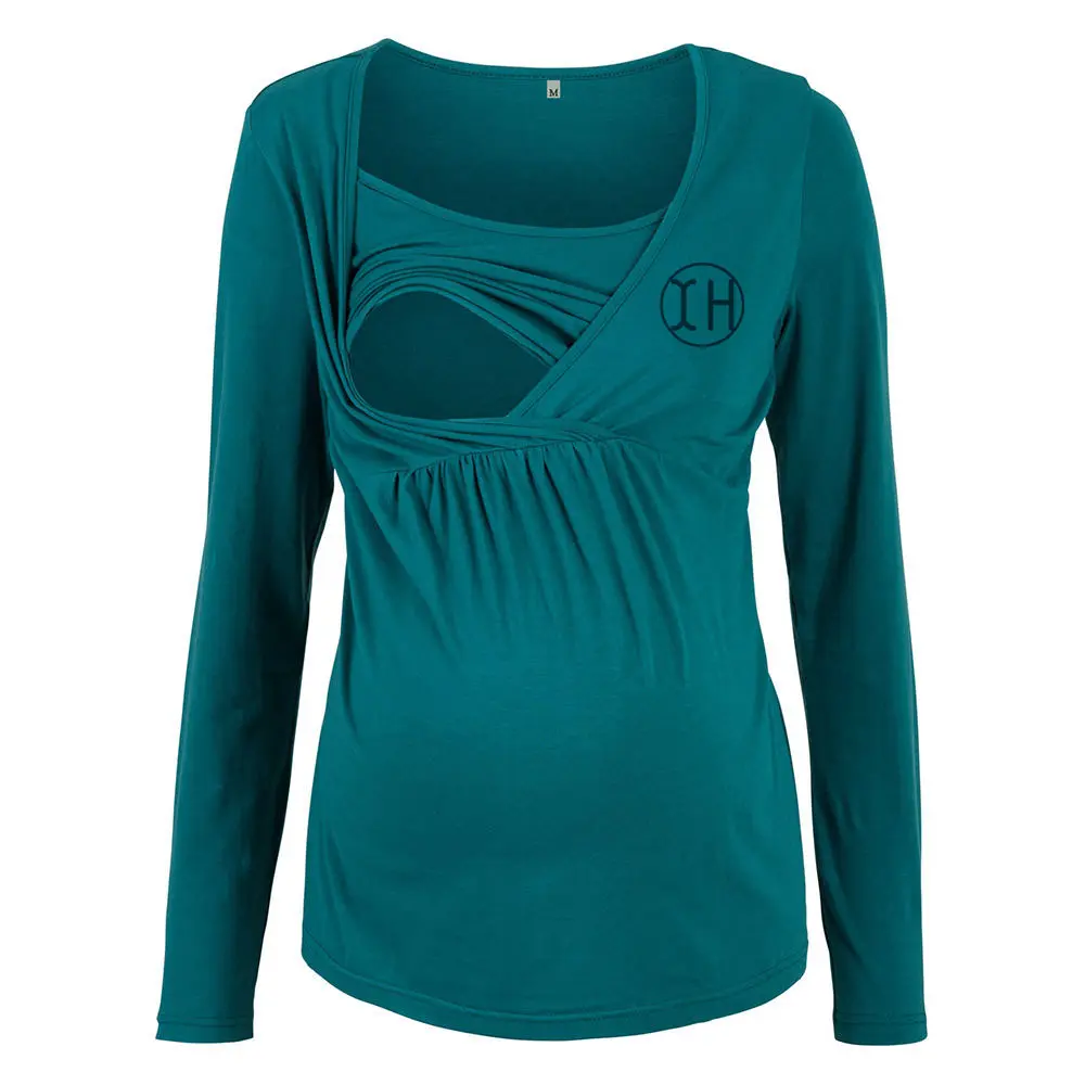 High-Quality XH-Fashion OEM Women's Maternity Nursing Long Sleeve Top Cross Over Breastfeeding Blouse Manufacturer Supplier, Suppliers