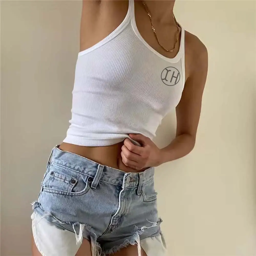 OEM XH-Fashion Custom Logo Women's Ribbed Cropped Tank Top, Personalized Fitted Sleeveless Cami, Customizable Casual Knit Crop Top for Her Factories, Factory