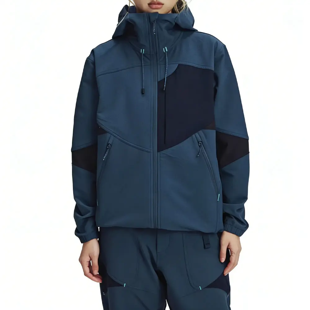 High-Quality XH-Fashion Men's Fluorescent Green Colorblock Softshell Jacket - Windproof Water-Resistant Hooded Outdoor Hiking Jacket Factory, Suppliers