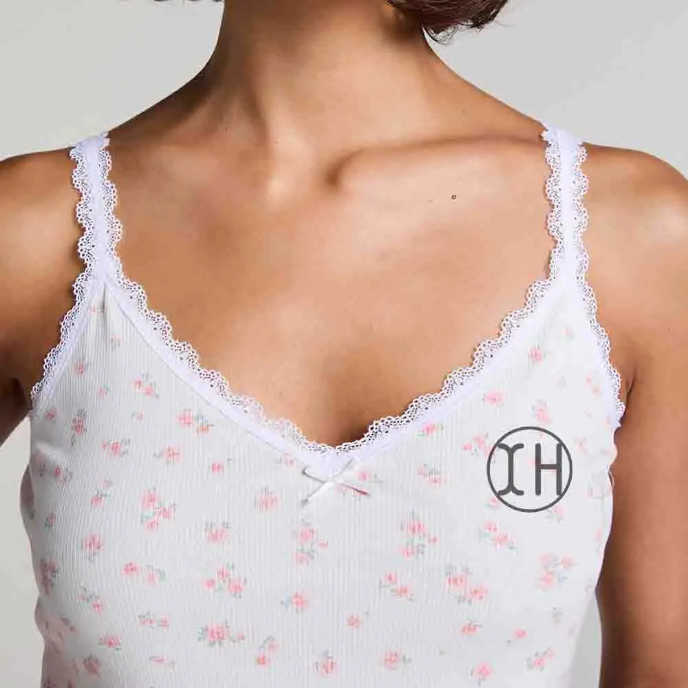 OEM XH-Fashion Custom Logo Women's Floral Lace Cami Pajama Set, Personalized Ribbed Sleepwear with Ruffle Shorts, Customizable Loungewear for Her Manufacturers, Factories