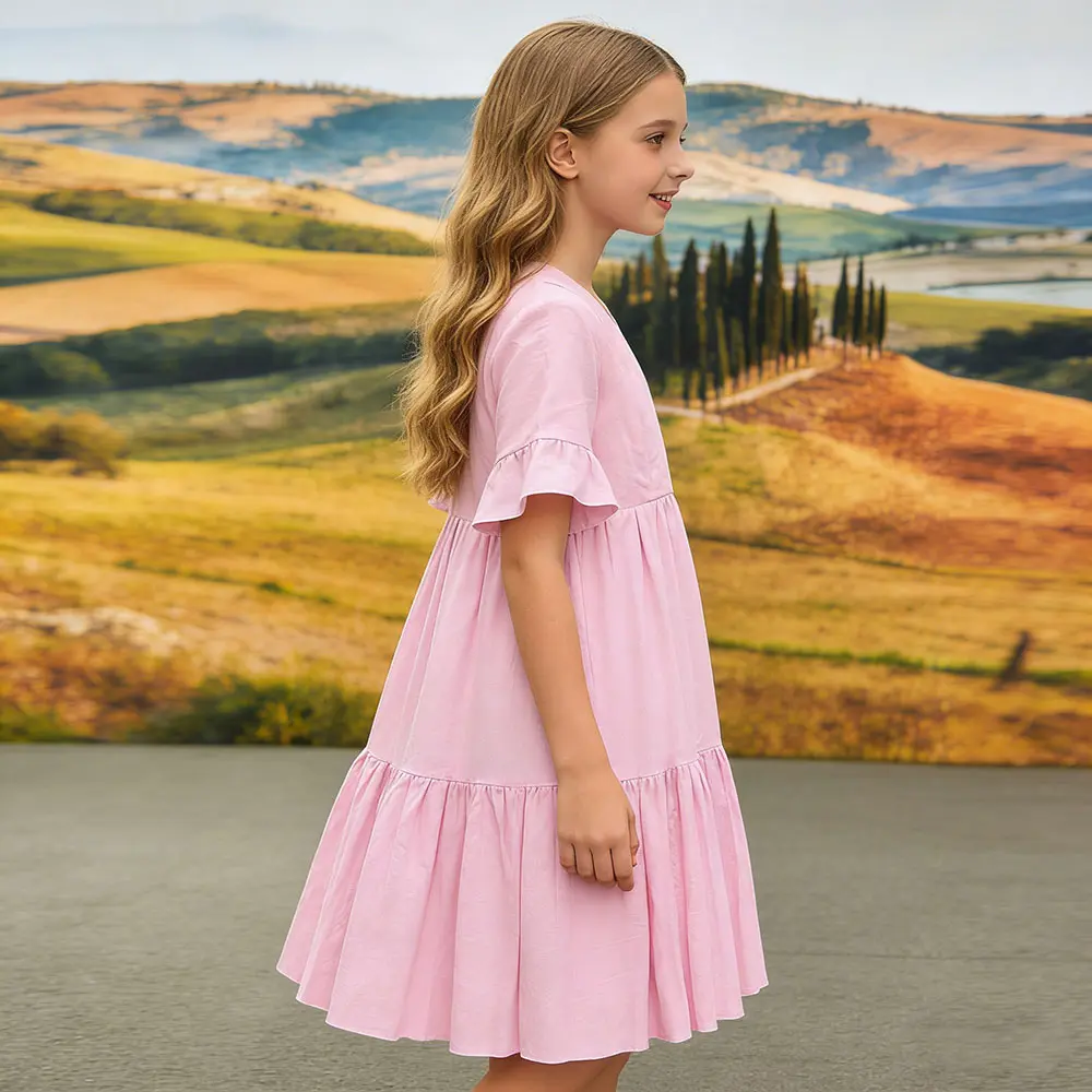 OEM XH-Fashion  Customizable Short Sleeve O Neck Sweet Dress for Girls Manufacturers, Factory