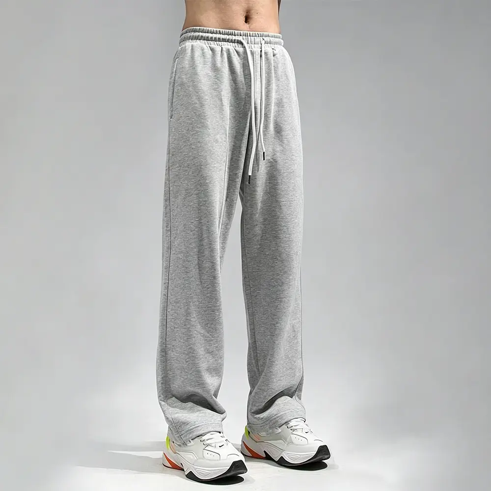 Custom XH-Fashion Custom Logo Men’s Wide Leg Sweatpants | Loose Straight Leg Casual Jogger Pants 2 Colors OEM ODM Private Label Factories, Factory